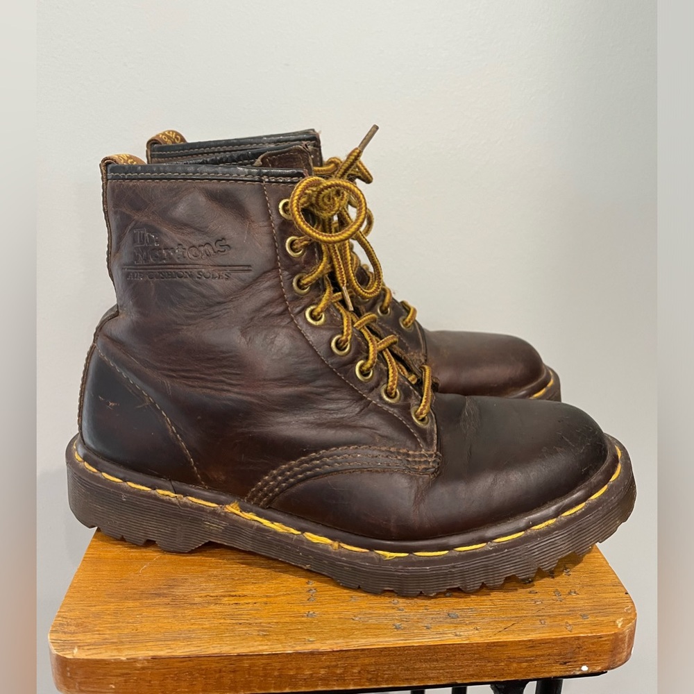 Dr Martens brown leather moto boots 1460 womens 8 Made in England